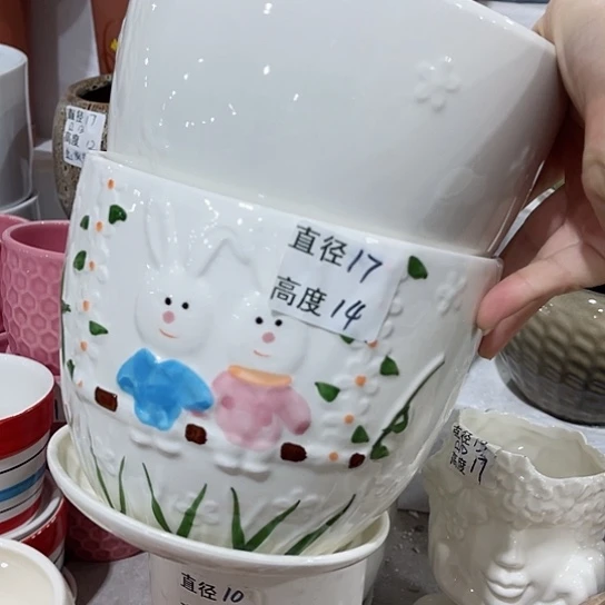 多肉绿植陶瓷花盆9.9包邮，有孔