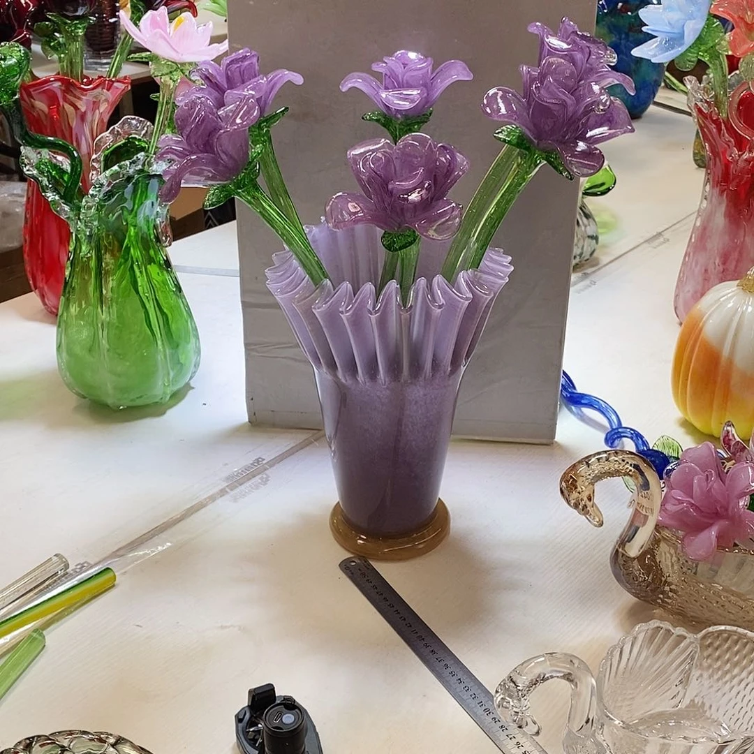 夏***长琉璃花瓶高度29厘米15左右
