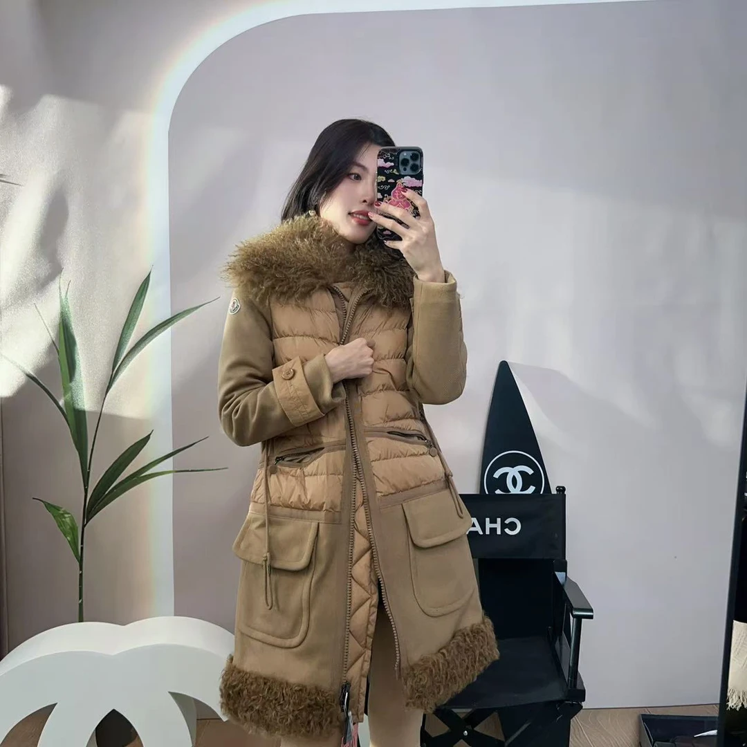 95新 MONCLER 麦殿/长款大衣驼色0码/250121VXCZY18