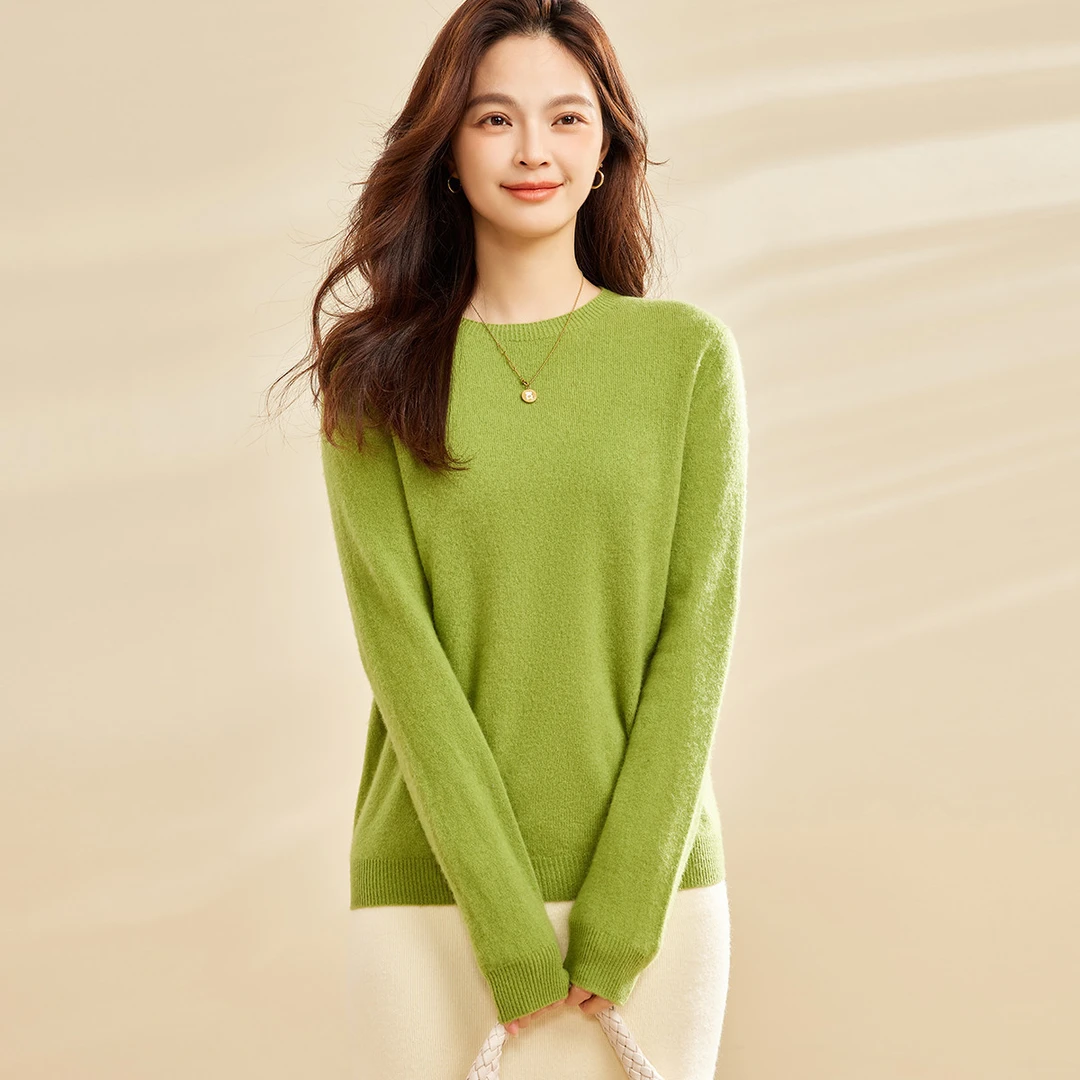 无缝针织纯绵羊毛衫女100%羊毛毛衣女秋冬季厚款内搭打底上衣