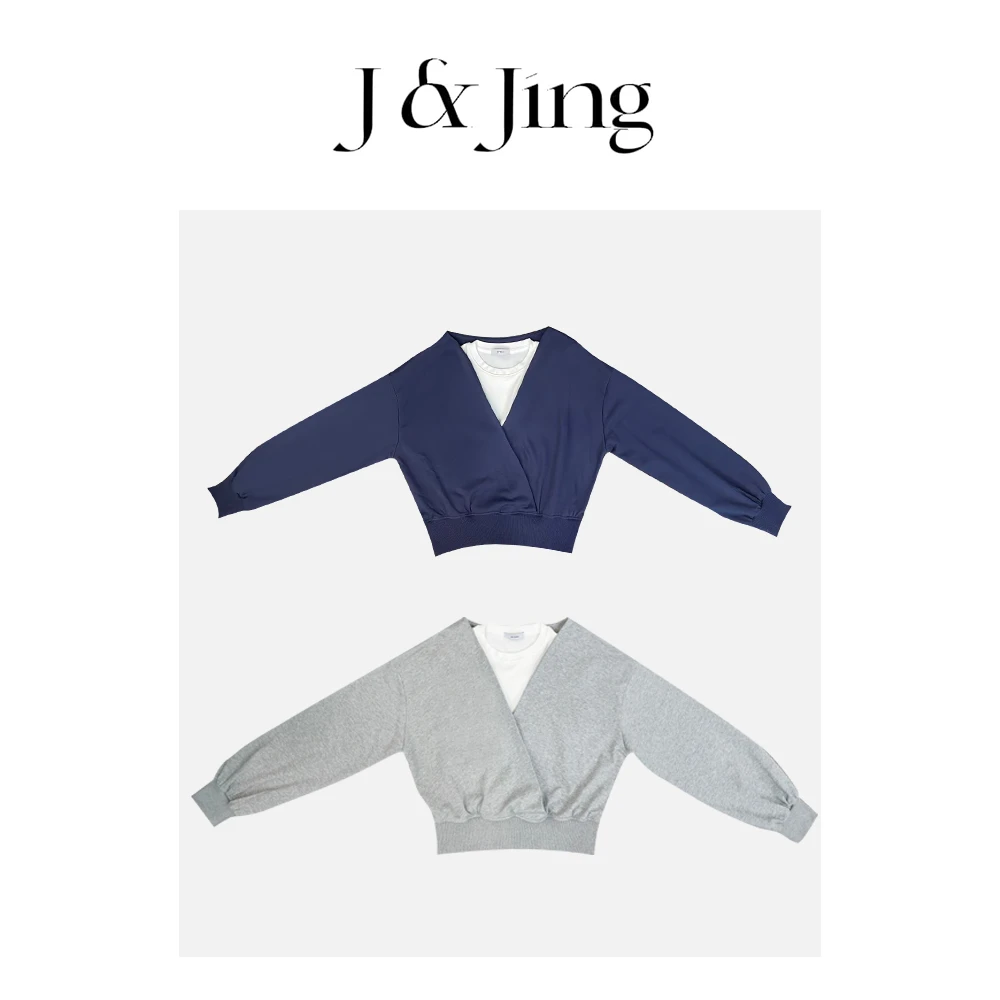 J&Jing-「街拍感」-韩系设计感宽松慵懒百搭假两件卫衣275