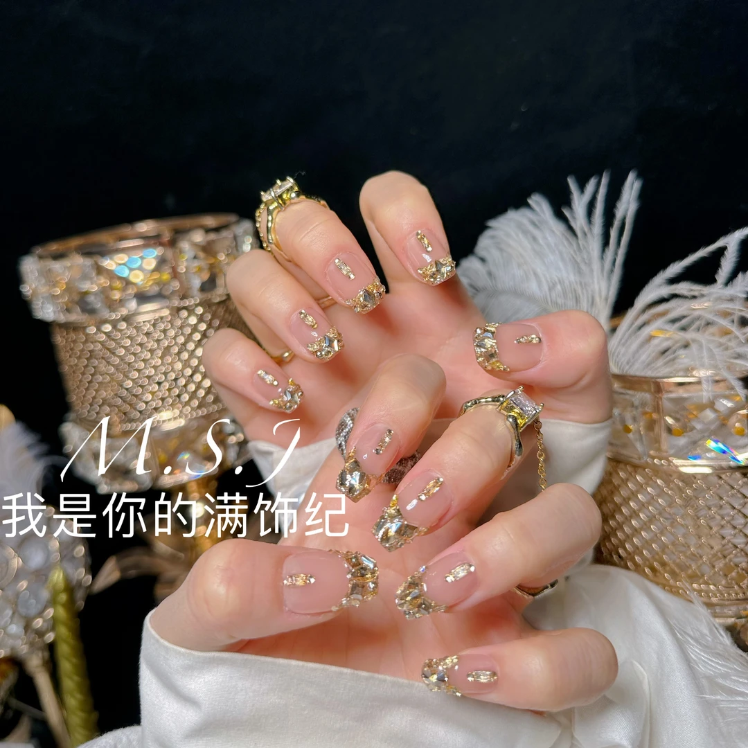 满饰纪|M1013「金元宝」轻奢多巴胺钻饰穿戴甲手工穿戴甲超闪