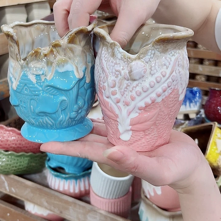 有孔.凑单10元陶瓷花盆发货！