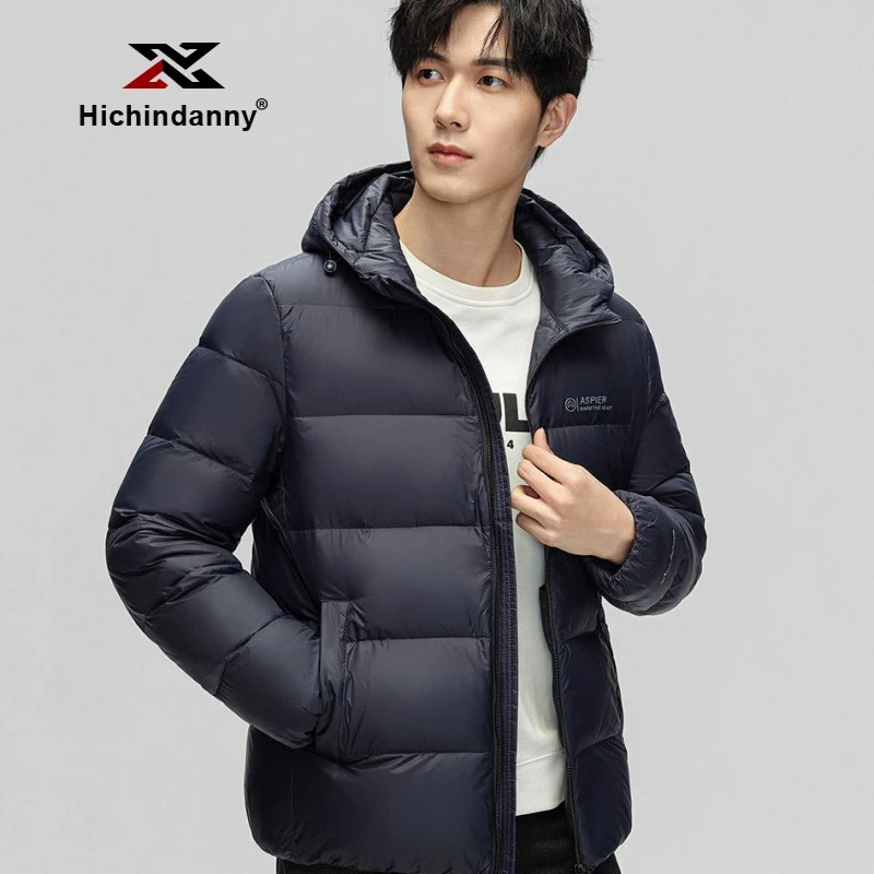 HICHIN保暖加厚羽绒服男士冬季短款连帽运动羽绒衣休闲时尚面包服