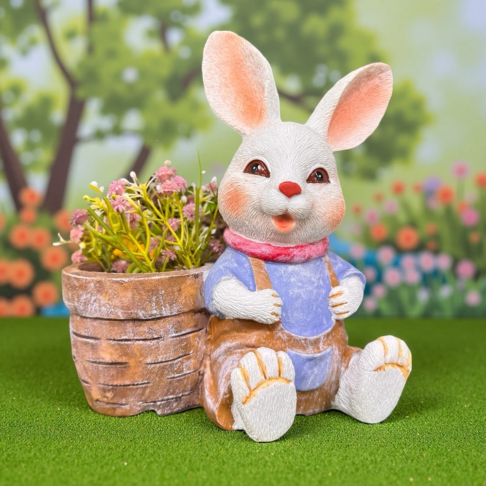 卡通可爱坐兔多肉花盆阳台庭院花架办公室桌面治愈系装饰摆件