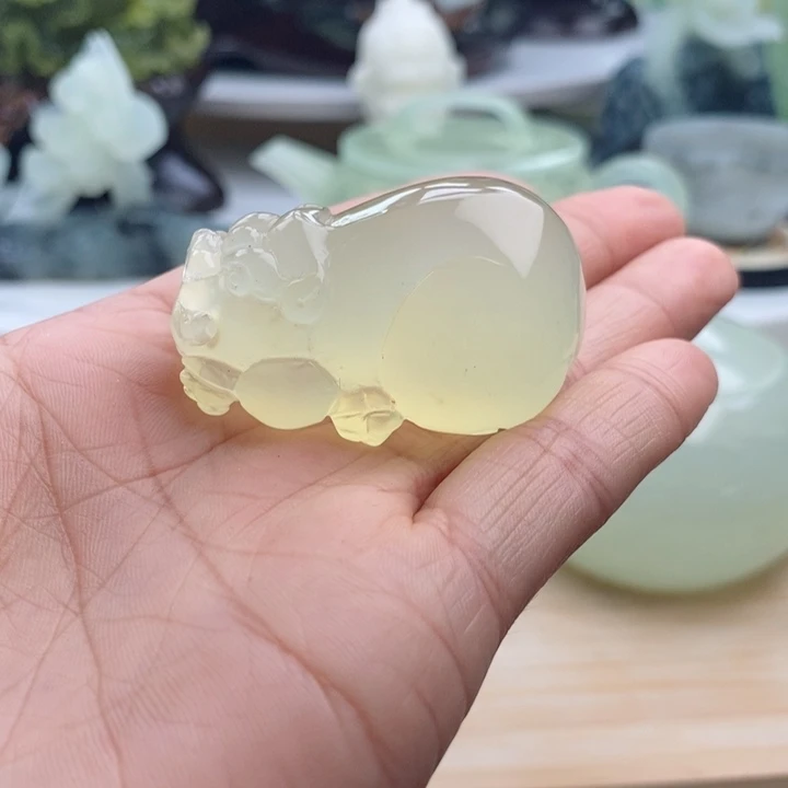 岫玉四大名玉手把件未镶嵌棠****吖