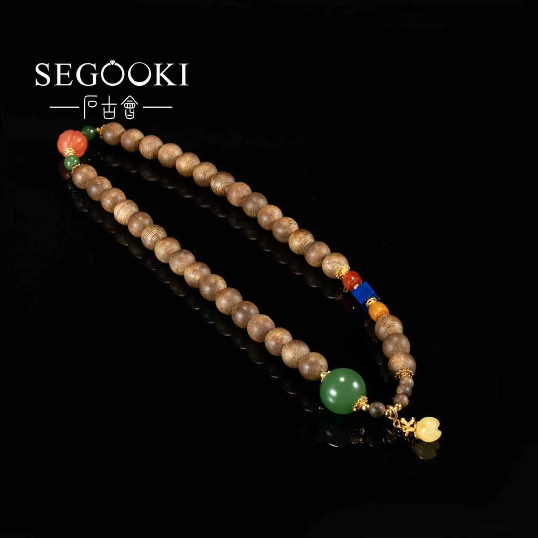 沉香S925银海南莺歌绿奇楠手链-珠径9mm-CX034-不退不换