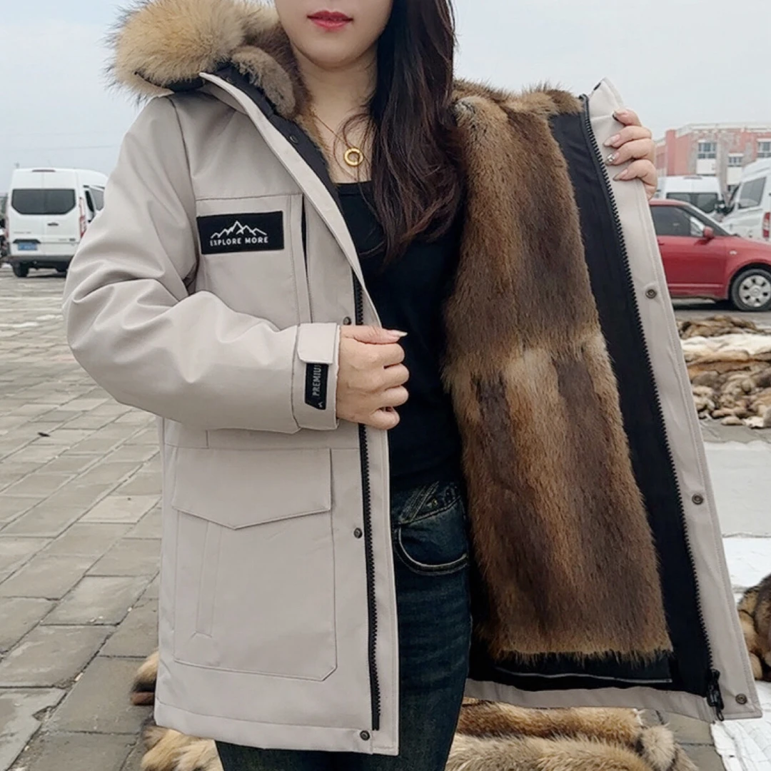 ｛升级3.0｝男女同款活里活面大毛领派克皮毛一体可拆卸中长款外套