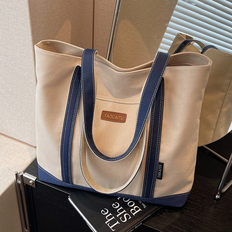 帆布包包女大容量2025新款上班手提单肩大学生上课布包通勤托特包
