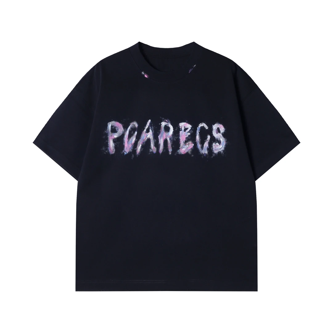 夏季新款时尚个性韩版彩绘印花字母圆领短袖T恤宽松潮流简约上衣