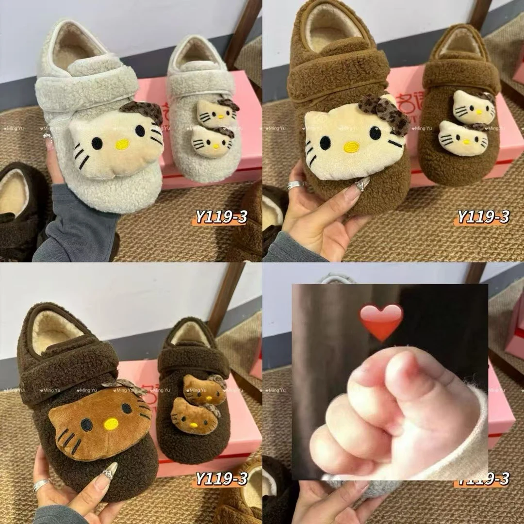 勃肯棉女冬季外穿拖鞋厚底百搭加绒保暖防滑卡其色毛毛鞋内增高