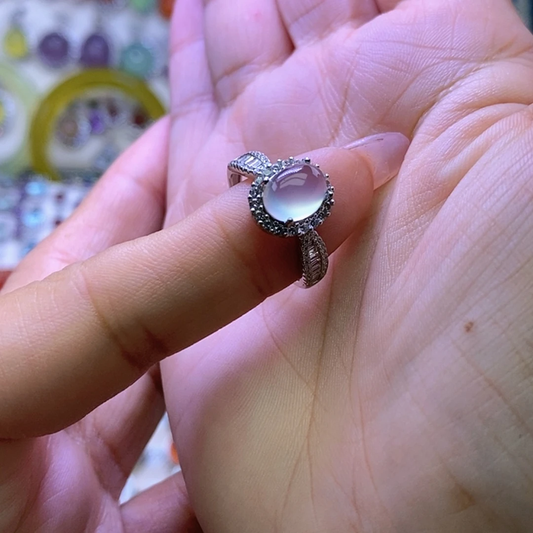 岫玉银S925镶嵌戒指