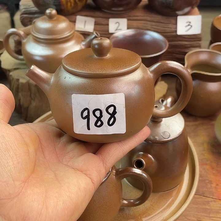 壶建水紫陶白泥柴烧壶