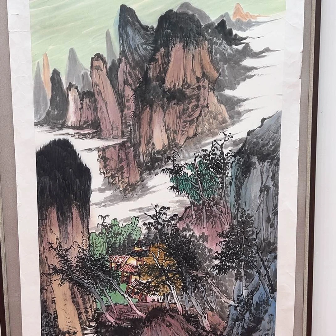 国画朱大明原作溯源带证件合影视频