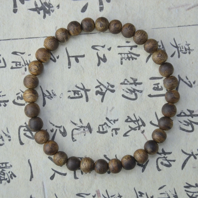 精品沉香紫棋6mm单圈圆珠手串（多样性发一）