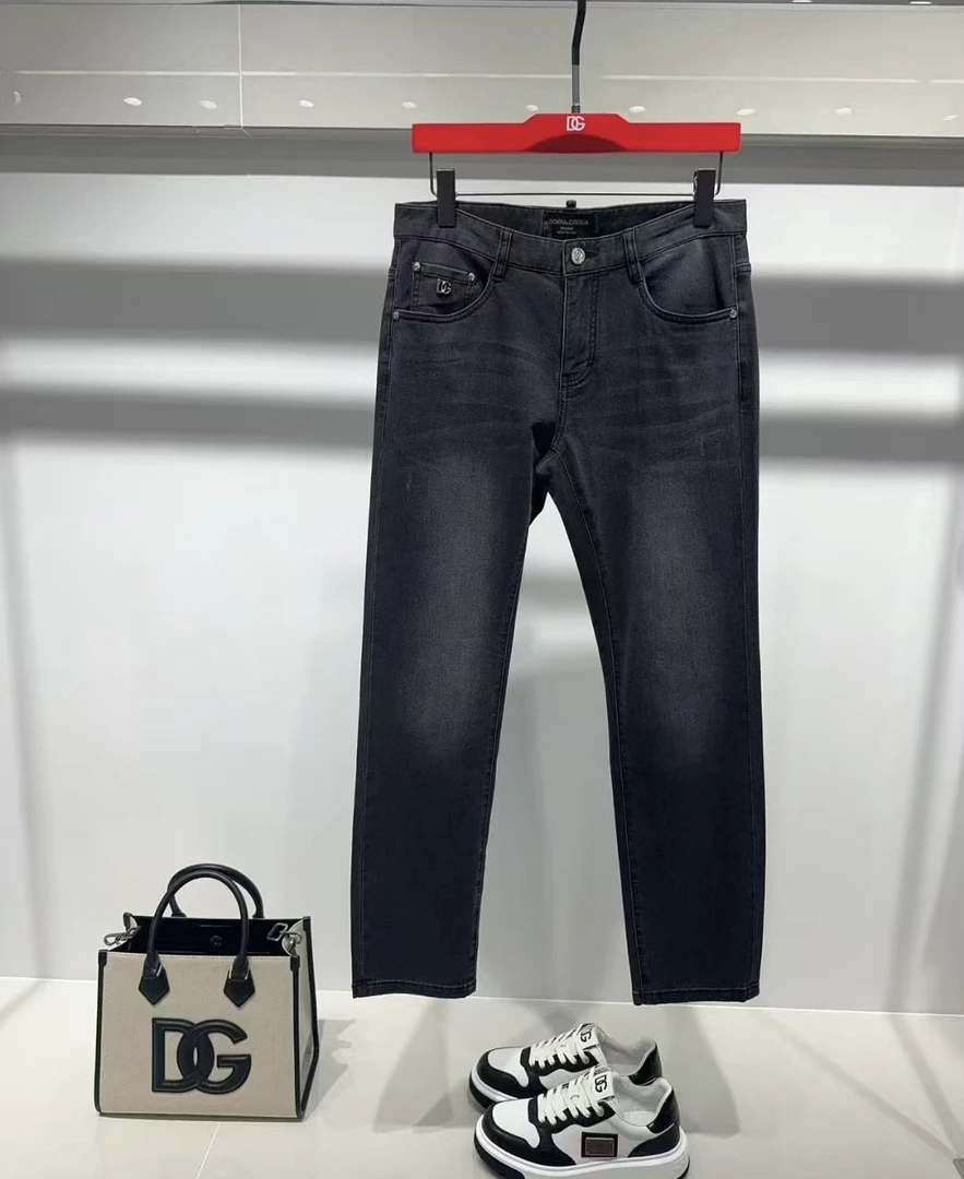 【DG】春夏男款修身灰色牛仔裤、定制面料、柔软细腻、高弹性、时尚百搭