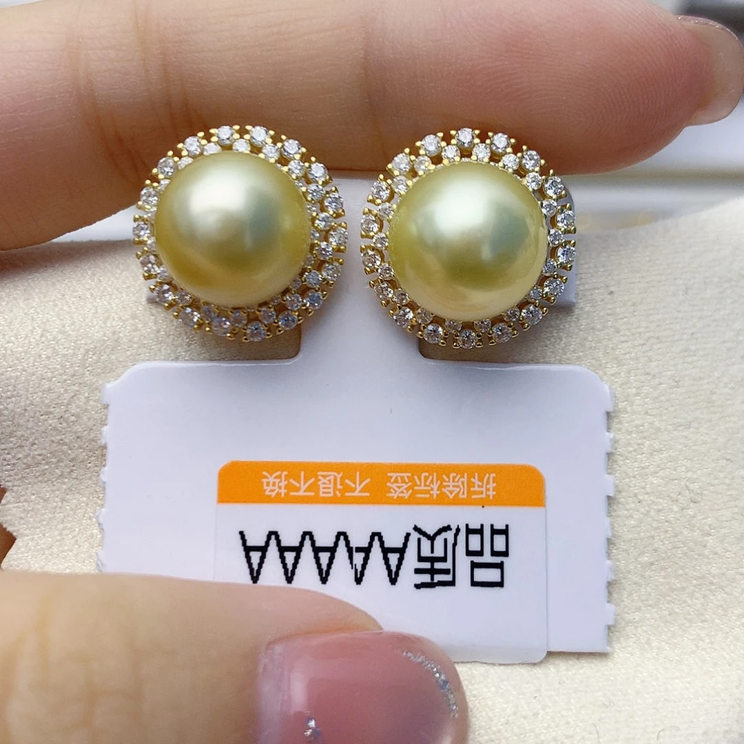 银S925镶嵌海水珍珠耳饰W40