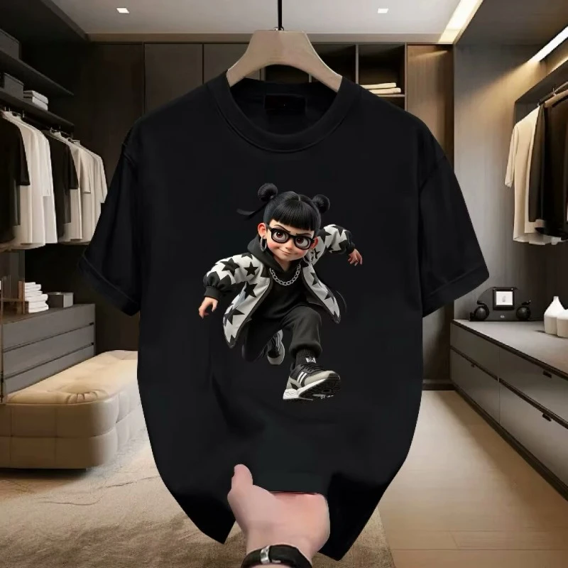 100%纯棉重磅卡通哪吒印花短袖T恤2025夏季新款情侣上衣潮牌体恤