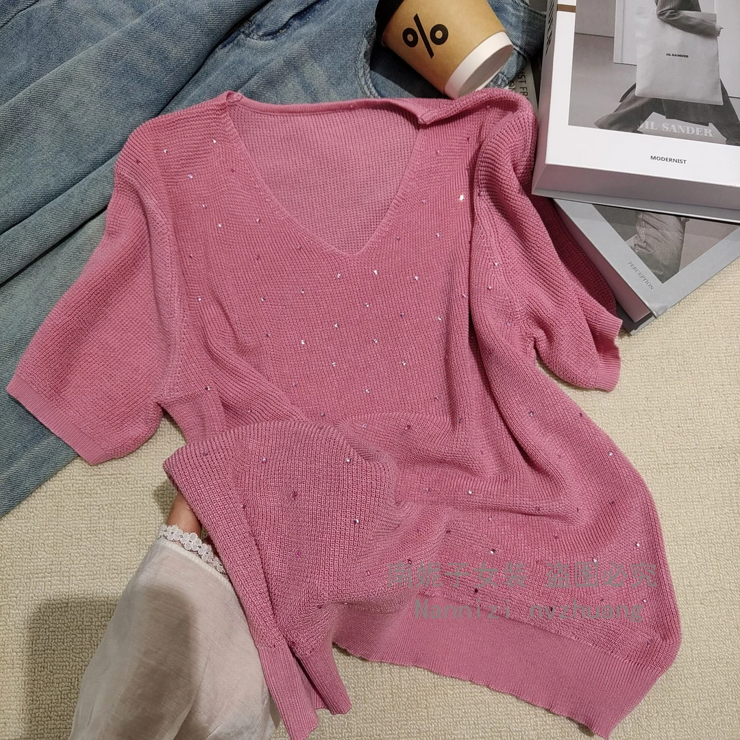 【满天星】富家千金气质衣服慵懒风上衣透气百搭短袖针织衫【XRS311】