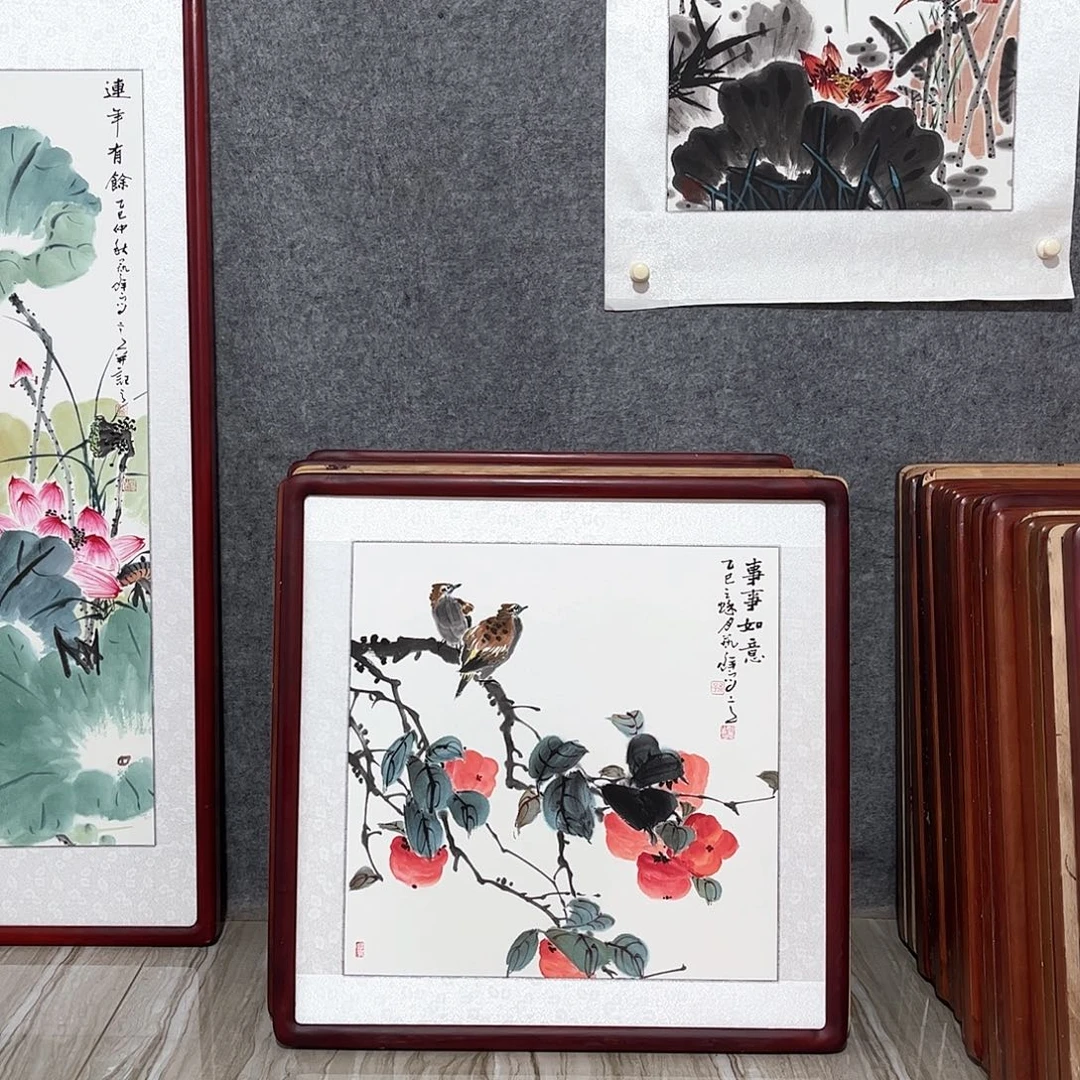国画书画作品带框63×63