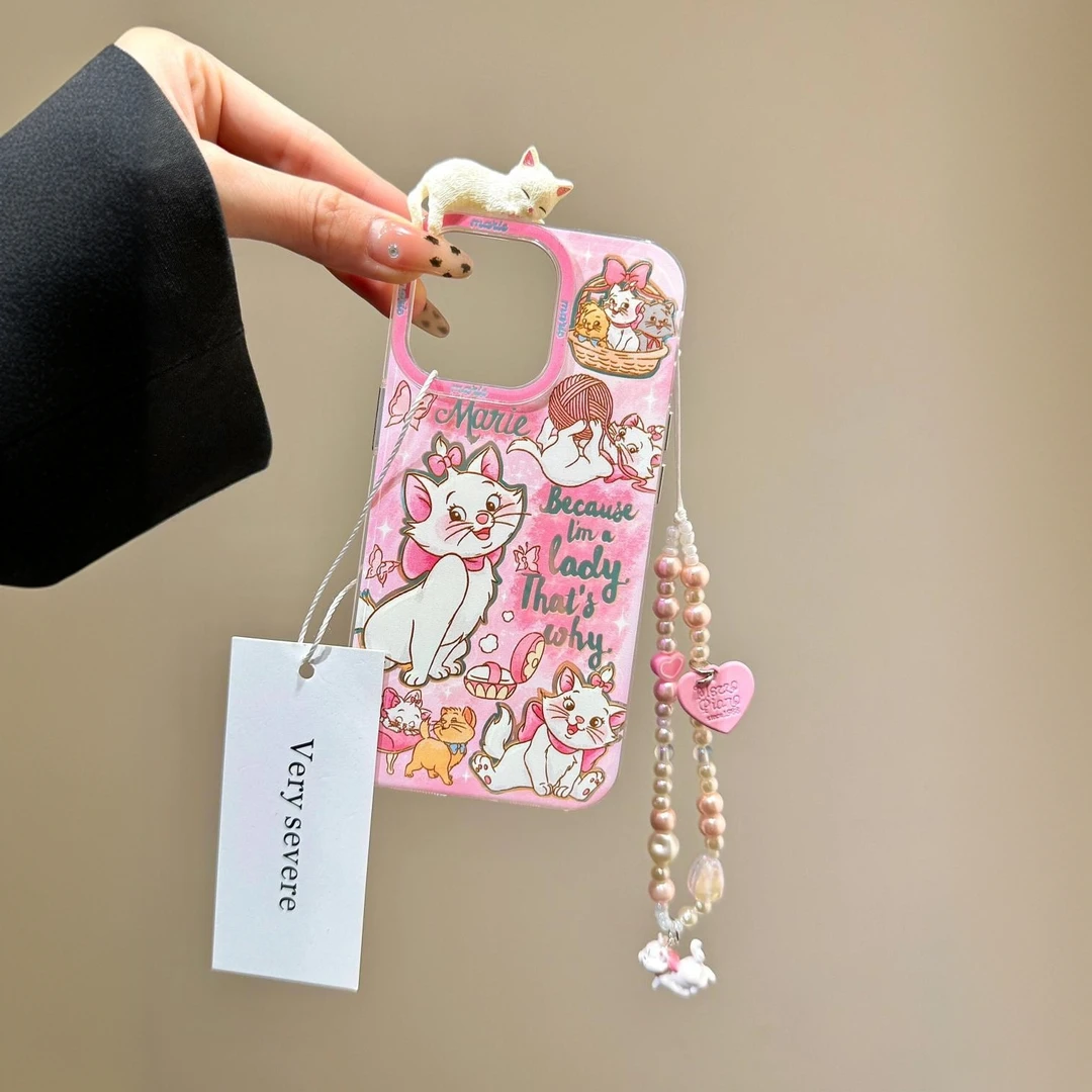 玛丽猫蝴蝶结适用苹果15/16promax手机壳iPhone14新款13promax/12