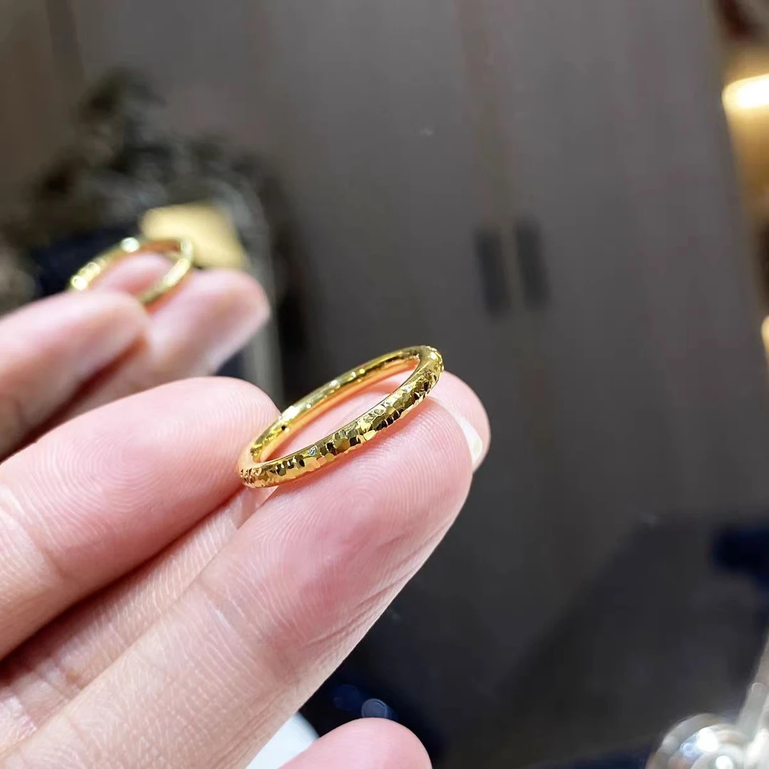 铜合金戒指 爆闪碎碎冰泥鳅背素圈戒指女光面鱼鳞小轮胎圆条细圈