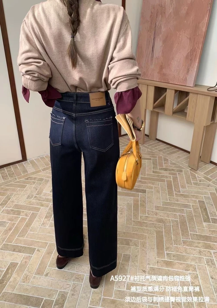 早秋爆款高腰显瘦小个子九分直筒牛仔裤气质百搭裤子