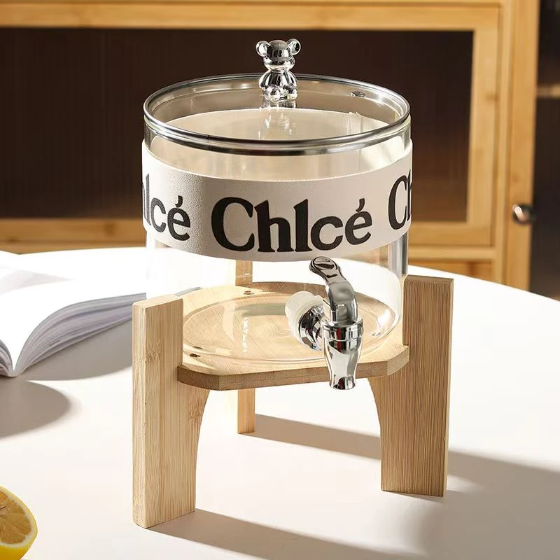 大容量小熊户外果汁桶夏季柠檬水冰桶耐高温高硼硅玻璃酒桶带龙头