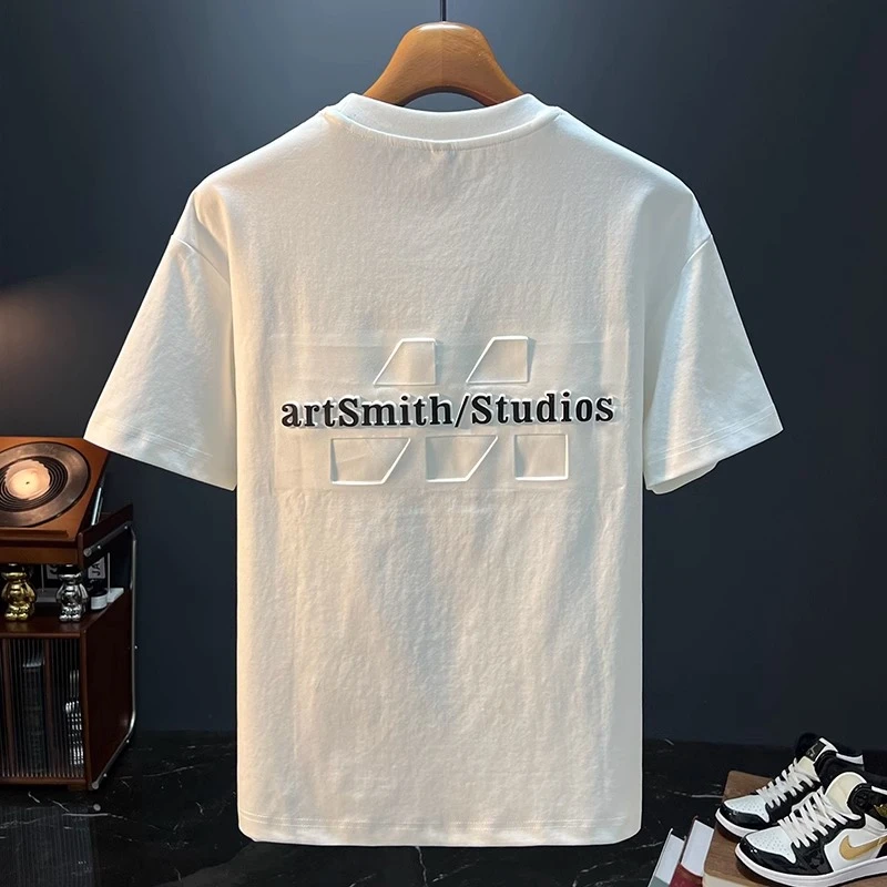 LEIGHZ/雷茨重磅大码印花T恤男夏季休闲短袖宽松显瘦百搭舒适t恤