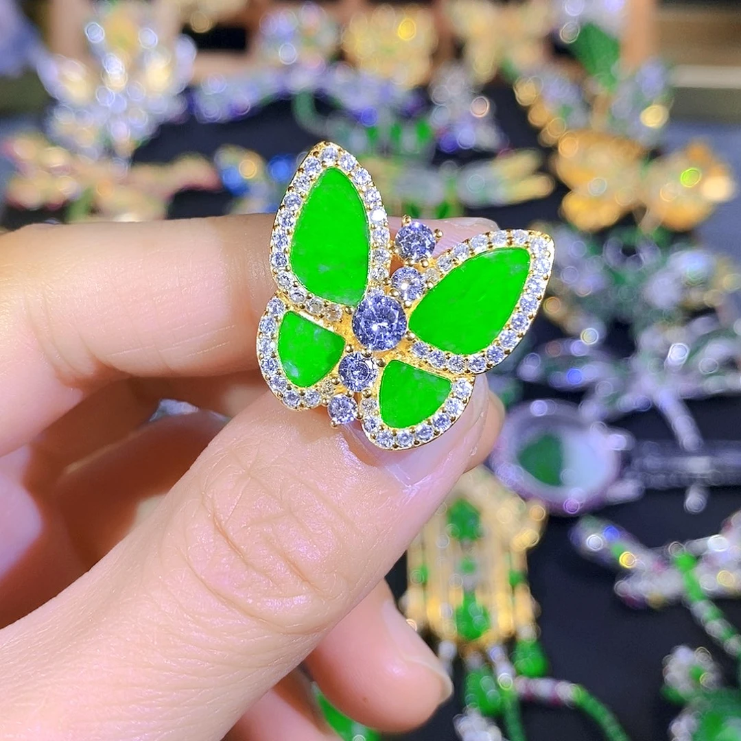 吊坠(不含链)银S925镶嵌翡翠