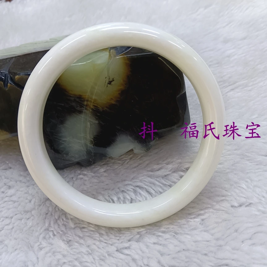 岫玉手镯 瓷白 骨质白 手镯 白月光玉镯子口径可选随机发货
