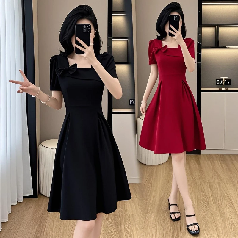 已出货2025新款气质短袖裙子韩版修身显瘦小个子大码女装连衣裙