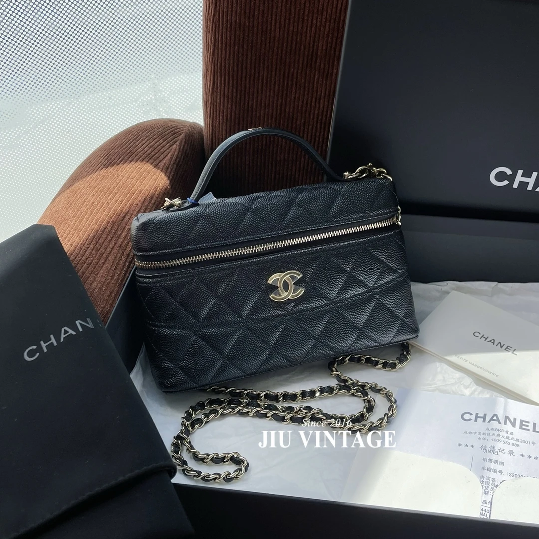 99新 Chanel/香奈儿 25C LP腰线盒子饭盒荔枝纹牛皮 CJM15-0328
