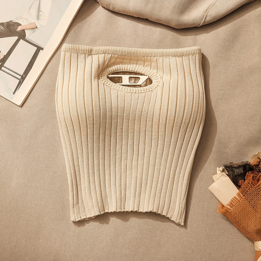 美式辣妹字母小吊带背心女新款内搭性感辣妹针织修身打底抹胸上衣