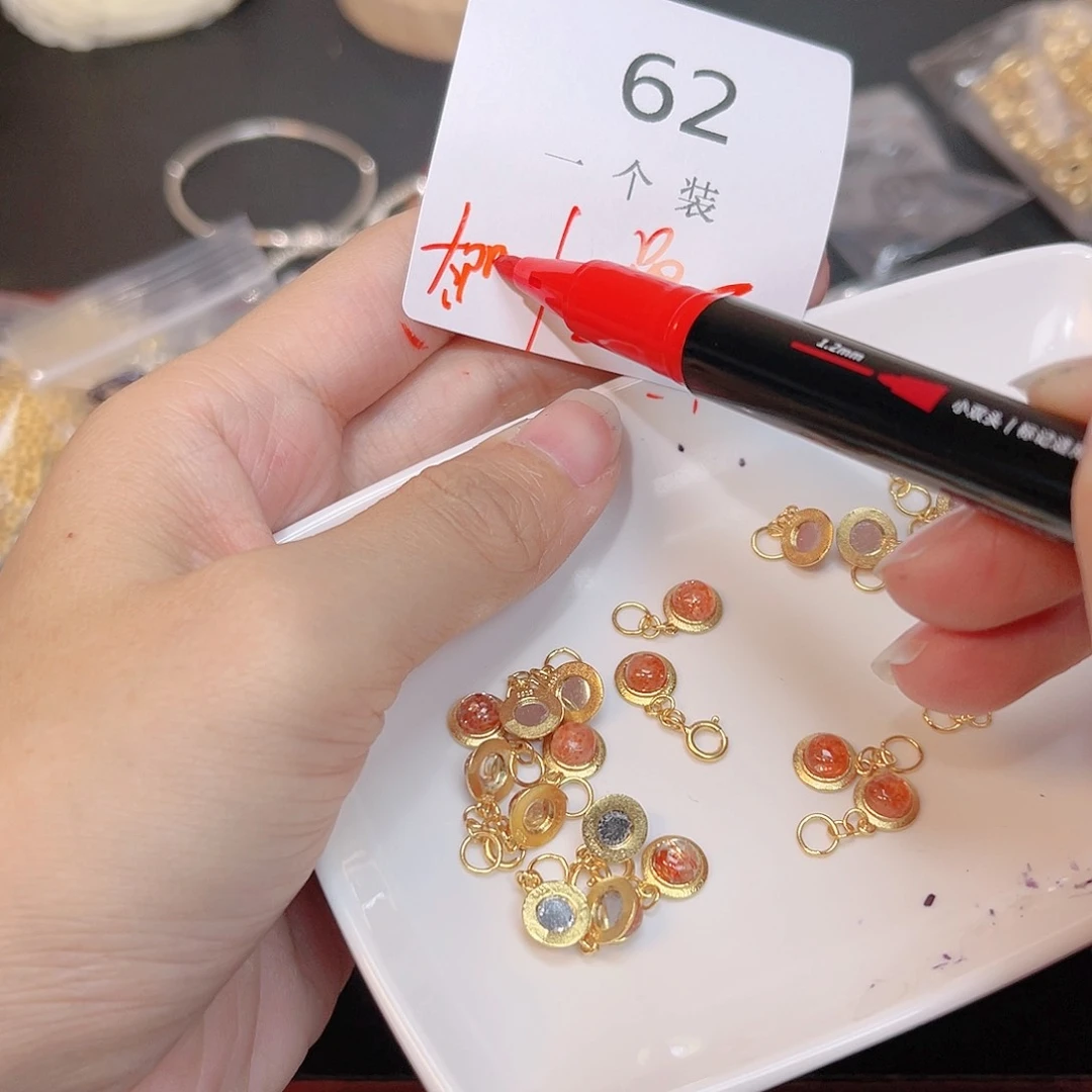 水晶珠宝半成品银S925镀金镶嵌62