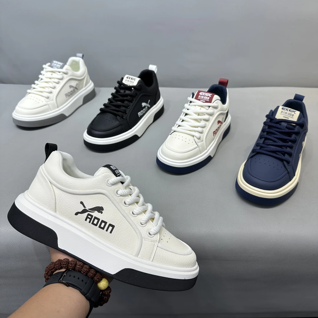 2025新款低帮系带厚底拼接板鞋防滑增高休闲鞋舒适潮流百搭男