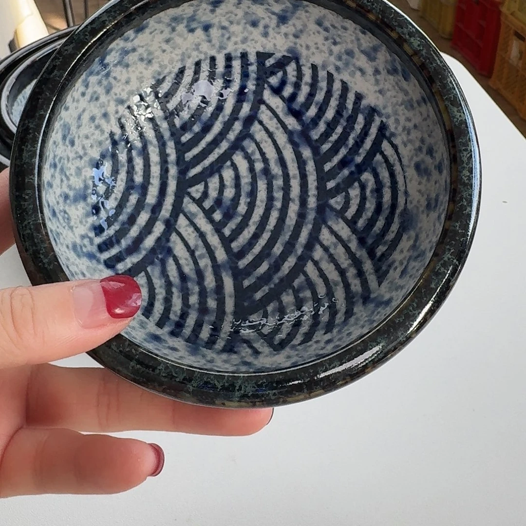 瓷片4只12.5厘米加厚钵青海波