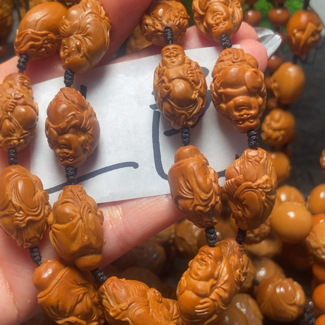 橄榄核吊坠弥勒手持微花