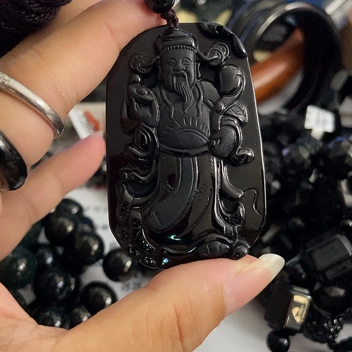 颈饰未镶嵌翡翠墨翠财神