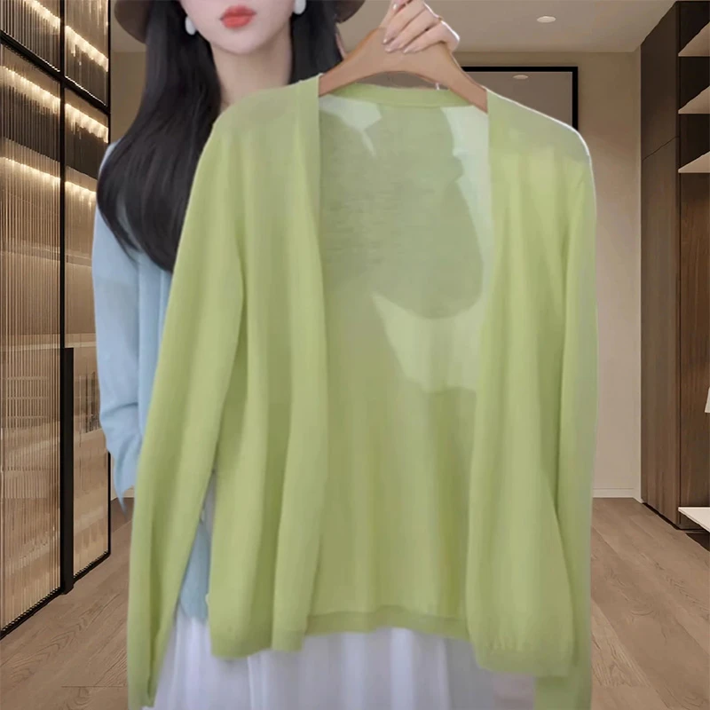 韩系温柔风薄款针织开衫2025春秋新款防晒外套百搭减龄别致上衣女