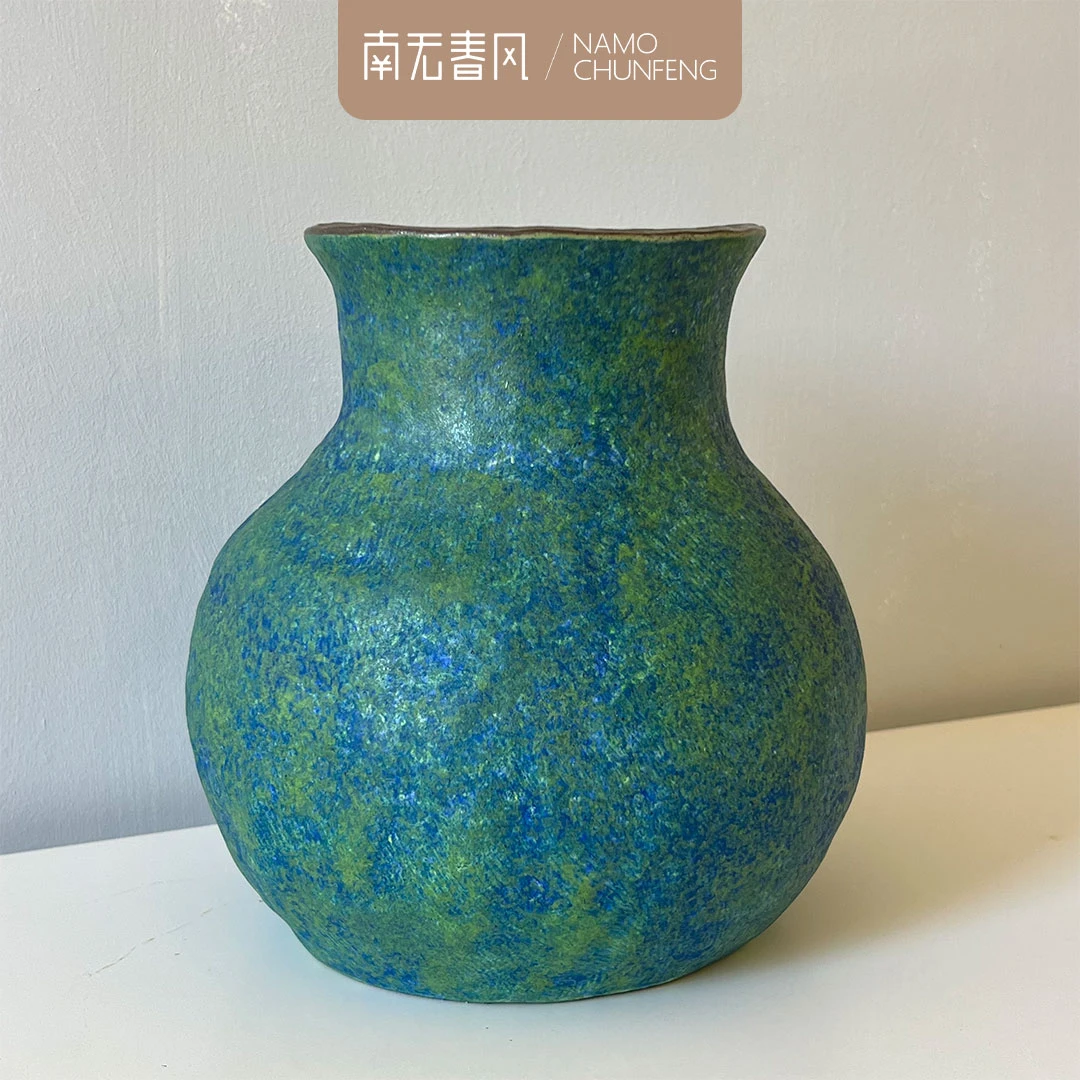 [孔雀蓝·花瓶]文艺复古桌面陶瓷小花瓶绿植花瓶摆件