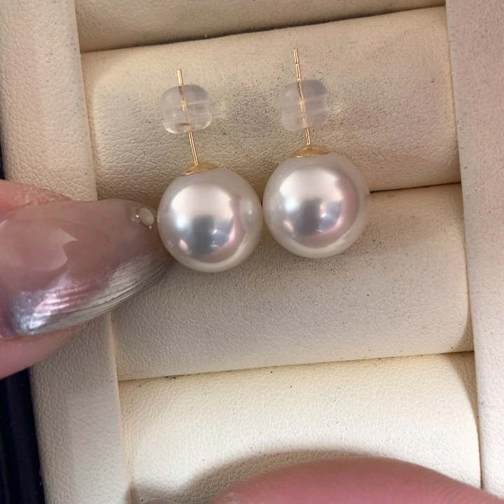 18K金镶嵌耳饰海水珍珠