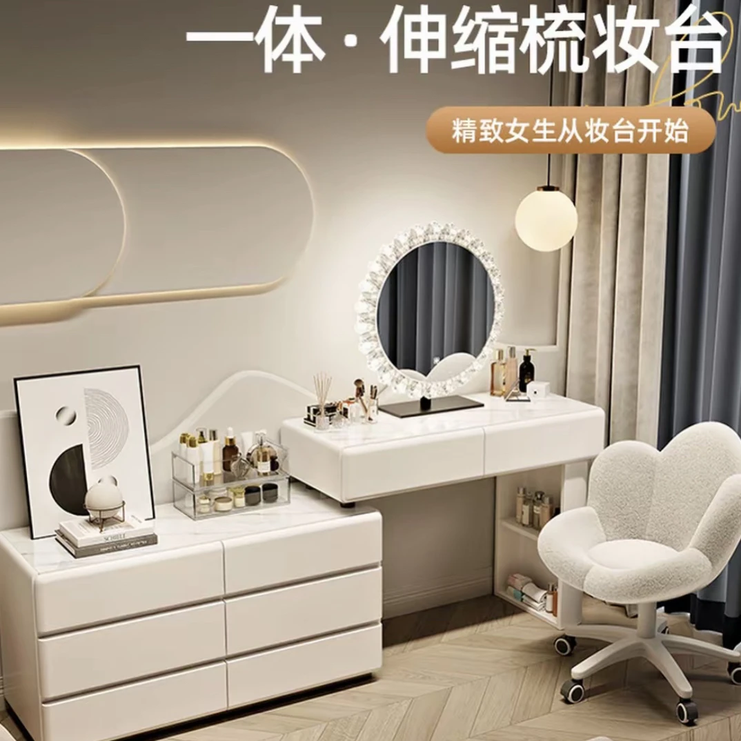法式奶油风家居卧室实木梳妆台家用化妆桌收纳柜床头床尾柜欧式