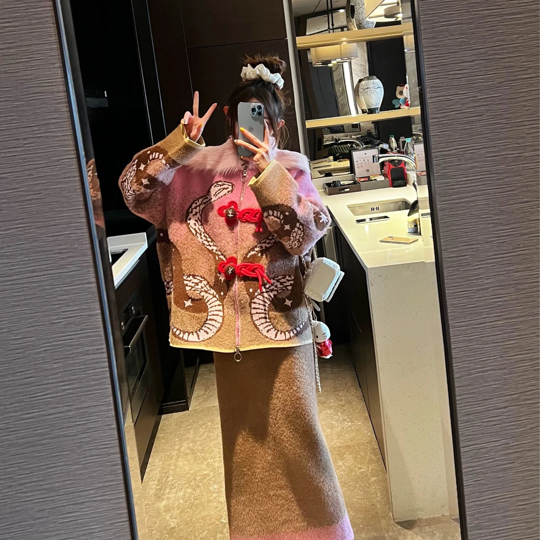 【北北推荐】新年限定定制系列图案气质毛衣套装 S535