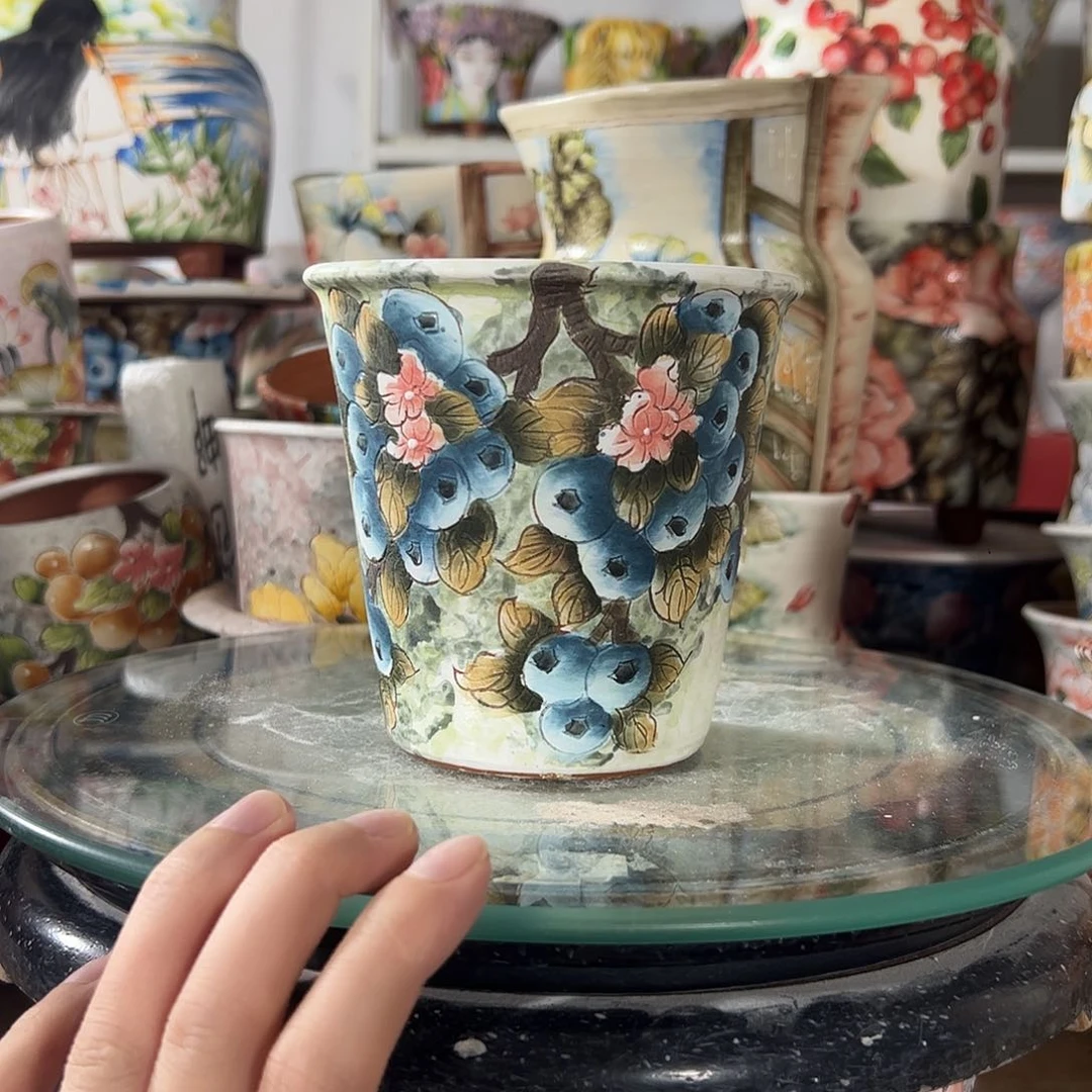 景德镇手绘花盆幸运花盆