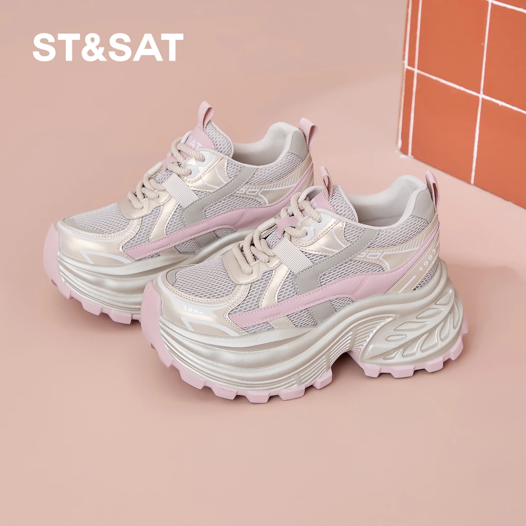 星期六内增高女鞋2026新款百搭春季运动鞋子8.5CM厚底潮牌老爹鞋