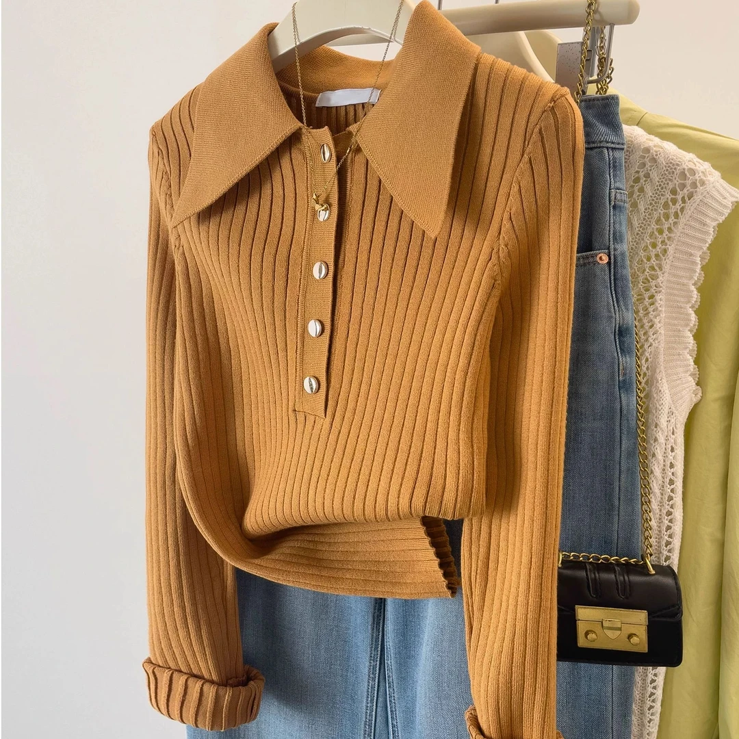 加肥加大码女装80-200斤胖妹妹polo领针织上衣女秋冬宽松显瘦毛衣