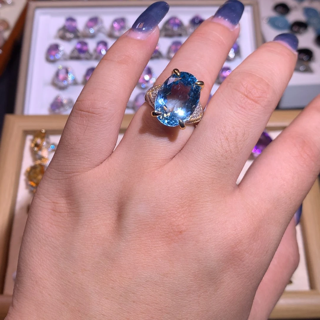 【闪购商品】水晶戒指银S925镶嵌打*油