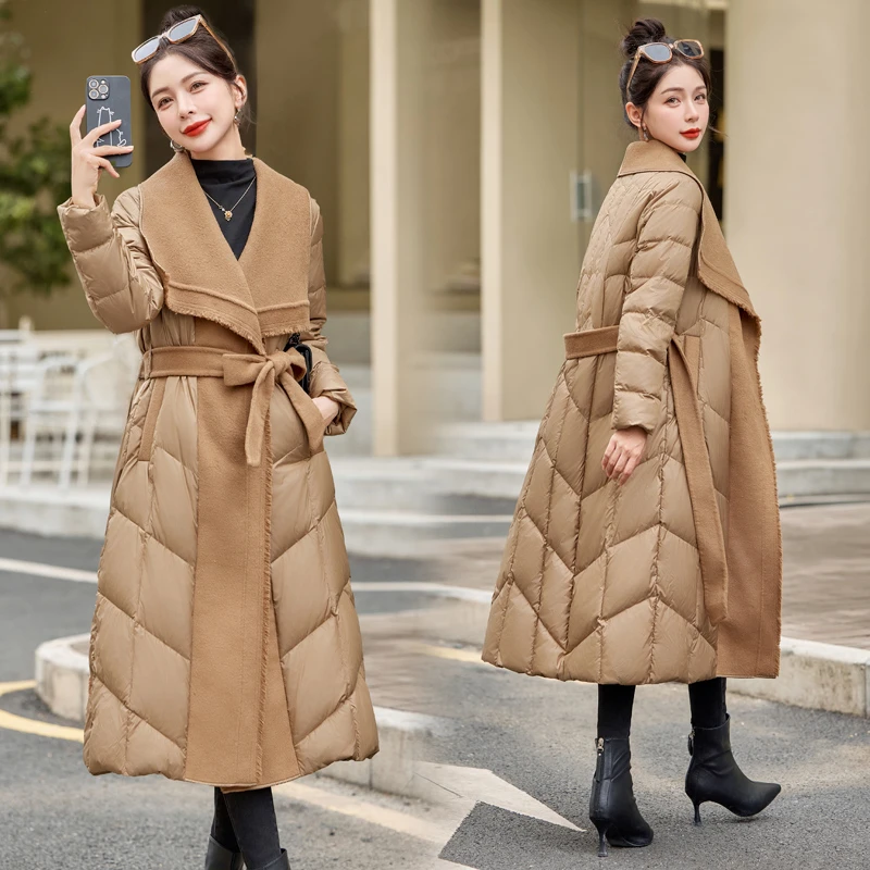 长款双面羊毛绒羽绒服女款2025冬季新款大牌大衣女款爆款2025新款