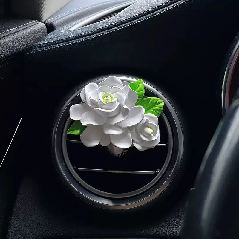 栀子花车载香薰汽车空调出风口装饰桂花朵扩香石车内饰品摆件女生